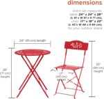 Alpine Corporation Indoor/Outdoor 3-Piece Bistro Set Folding Table and Chairs Pa... - Image 3