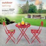 Alpine Corporation Indoor/Outdoor 3-Piece Bistro Set Folding Table and Chairs Pa... - Image 5