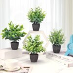FAVOWREATH 4 Pack Fake Plants Ceramic Mini Artificial Greenery Potted Plants for... - Image 3