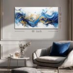 AUUZAIUA Abstract Canvas Wall Art for Living Room Blue and Gold Fluid Wave Pictu... - Image 6