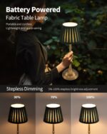 KDG Cordless LED Table Lamp Set of 2, Portables Fabric Shade Desk Lamps, 4000mAh... - Image 5