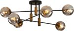 DDLLDESHI 6-Light Glass Globe Sputnik Chandelier Modern Matte Black and Gold Cei... - Image 9