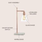 JONATHAN Y 22.25" Copper Modern Glam Metal and Marble Table Lamp, Mid-Century Co... - Image 5