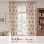 THREE GIRLS Pinch Pleated Curtains Light Filtering Red Floral Curtains for Livin... - Image 4