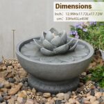 Sunlinua Small Modern Outdoor Water Fountain with Led Lights Lotus Cascading Wat... - Image 3