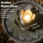 Sunlinua Small Modern Outdoor Water Fountain with Led Lights Lotus Cascading Wat... - Image 4
