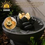 Sunlinua Small Modern Outdoor Water Fountain with Led Lights Lotus Cascading Wat... - Image 5