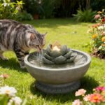 Sunlinua Small Modern Outdoor Water Fountain with Led Lights Lotus Cascading Wat... - Image 7