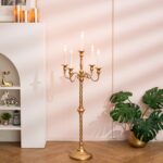 Sziqiqi Gold Floor Candelabra Candle Holder for Centerpiece - Tall 5 Arm Candles... - Image 3