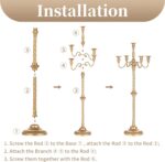 Sziqiqi Gold Floor Candelabra Candle Holder for Centerpiece - Tall 5 Arm Candles... - Image 5