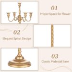 Sziqiqi Gold Floor Candelabra Candle Holder for Centerpiece - Tall 5 Arm Candles... - Image 7