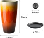 21 inch Tall Planter, Set of 2 Tall Planters for Outdoor & Indoor Plants, Large ... - Image 3