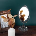 Feyarl Small Metal Vintage Makeup Mirror Floral Tabletop Oval Vanity Swivel Doub... - Image 4