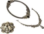 Feyarl Small Metal Vintage Makeup Mirror Floral Tabletop Oval Vanity Swivel Doub... - Image 6