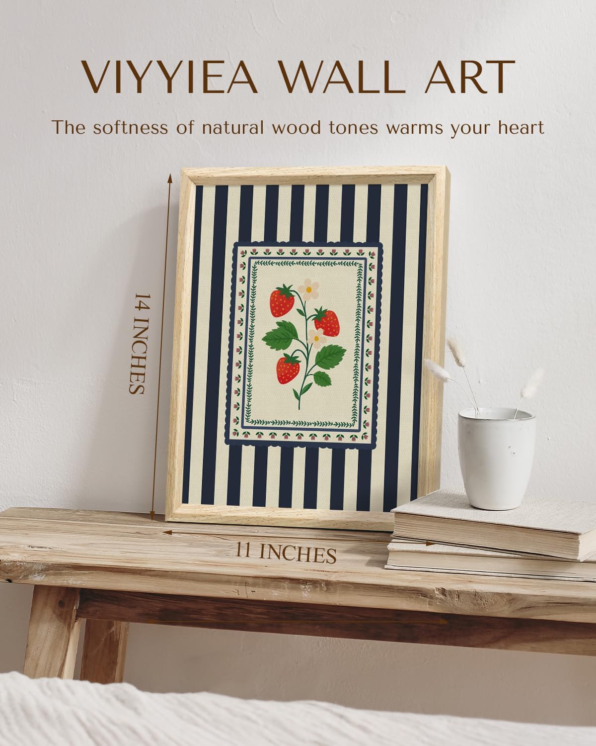VIYYIEA Vintage Strawberry Botanical Wooden Framed Wall Art, Rustic Cottagecore ... - Image 6