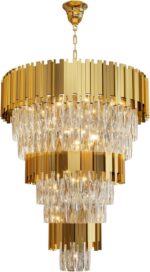 Modern Tier Crystal Chandelier for High Ceiling Luxury 8-Tier Round Chandeliers ... - Image 9