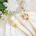 Liacere 350PCS Gold Plastic Plates-Disposable White and Gold Plates 50guest Baro... - Image 3