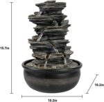 15.7” High Rock Falls Tabletop Water Fountain with LED Lights - 5-Tier Indoor Re... - Image 4