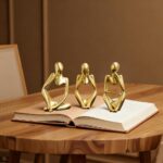 Gold Thinker Statues Home Decor, Set of 3 Pcs White Resin Trendy Abstract Art Sc... - Image 4