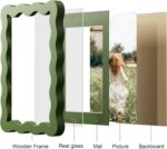 8x10 Picture Frame with Mat for 5x7, Wavy Edge Wooden Real Glass Photo Frame for... - Image 5