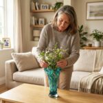 9.0" H Teal Glass Vases for Flowers, Unique Hand Blown Glass Vase Green Home Dec... - Image 4