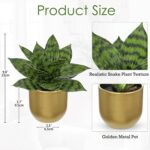 Hollyone Artificial Snake Plants 9" Faux Agave Succulent Plant Potted in Gold Po... - Image 3