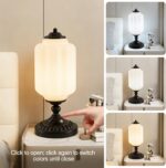 Milk Glass Touch Table Lamp, Elegant white Glass Mid Century Modern Vintage Beds... - Image 3