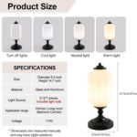 Milk Glass Touch Table Lamp, Elegant white Glass Mid Century Modern Vintage Beds... - Image 5