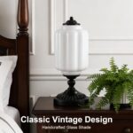 Milk Glass Touch Table Lamp, Elegant white Glass Mid Century Modern Vintage Beds... - Image 7