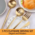 Gold Stainless Steel Serving Utensils Set, 5 Pcs - 10.8 Inch Serving Fork, 10.3 ... - Image 7