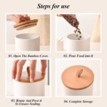 White Ceramic Canister Set of 2 with Bamboo Lids, Wooden Stand & Spoons – 35oz &... - Image 4