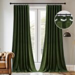 StangH Green Velvet Curtains 84 Inch Length, Luxury Vintage Emerald Drapes for B... - Image 3