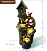 Decorative Garden Birdhouse Three Tier Water Fountain Outdoor with LED Lights an... - Image 3