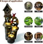Decorative Garden Birdhouse Three Tier Water Fountain Outdoor with LED Lights an... - Image 4