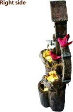 Decorative Garden Birdhouse Three Tier Water Fountain Outdoor with LED Lights an... - Image 8
