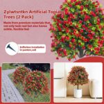 Artificial Rose Topiary Ball Trees, Set of 2 Fake Shrubs Bushes, UV Resistant Fa... - Image 5