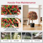 Artificial Rose Topiary Ball Trees, Set of 2 Fake Shrubs Bushes, UV Resistant Fa... - Image 6