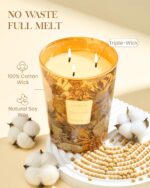 M&SENSE Neroli Noir Soy Large Candles, 3-Wick 35oz 150H Long Lasting, Aromathera... - Image 4