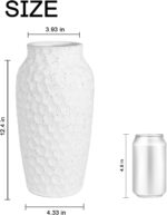 White Ceramic Vase for Flowers, Textured Speckled Hammered Finish Decorative Vas... - Image 3