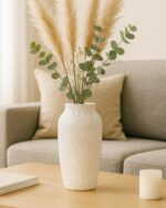 White Ceramic Vase for Flowers, Textured Speckled Hammered Finish Decorative Vas... - Image 5
