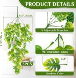 RAINFLOW 3PCS Fake Hanging Plants - 27.5" Uv Resistant Artificial Monstera Vines... - Image 3