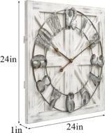 EMAX HOME Large Farmhouse Wall Clock – 24 Inch White Square Rustic Wooden Clock ... - Image 4