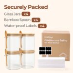 ComSaf 0.8 Qt Glass Jars with Bamboo Lids & Spoons Set of 4, Square Glass Contai... - Image 7