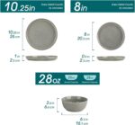 vancasso ANYA 24 Pieces Plates and Bowls Set, Stone Grey Dinnerware Sets, Reacti... - Image 3