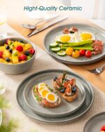 vancasso ANYA 24 Pieces Plates and Bowls Set, Stone Grey Dinnerware Sets, Reacti... - Image 5
