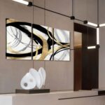 3Pcs Framed Abstract Wall Art Gold Black and White Lines Picture Canvas Prints M... - Image 5