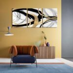 3Pcs Framed Abstract Wall Art Gold Black and White Lines Picture Canvas Prints M... - Image 7