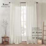 Linen Cotton Farmhouse Curtains for Living Room, Cream Off White Natural Fabric ... - Image 3