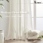 Linen Cotton Farmhouse Curtains for Living Room, Cream Off White Natural Fabric ... - Image 4
