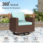 MIXPATIO Swivel Glider Patio Furniture Set, 5 Pcs Wicker Outdoor Conversation Se... - Image 3
